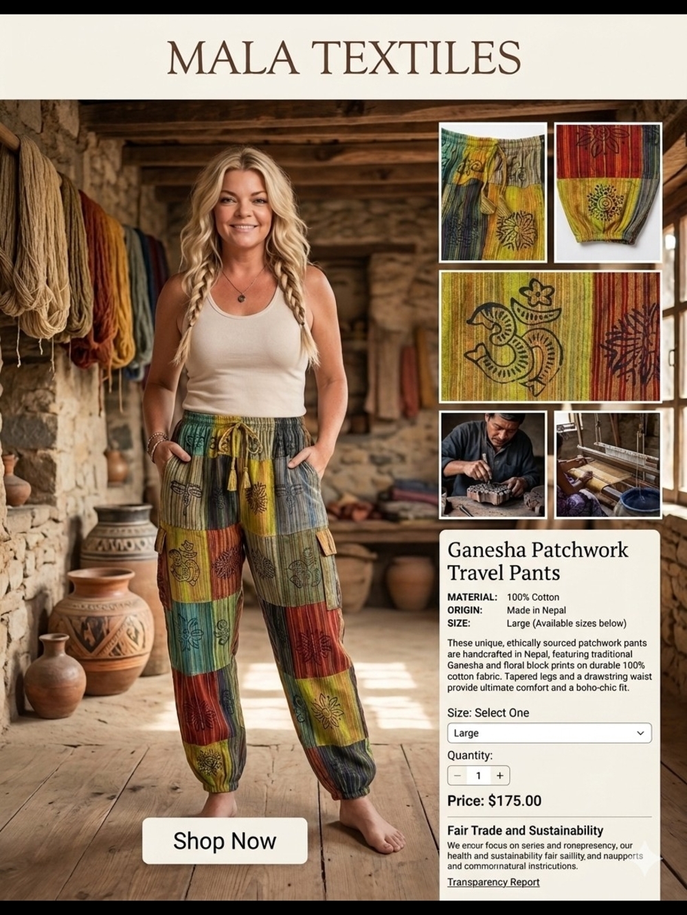 Ganesha Patchwork Travel Pants - Multicolor